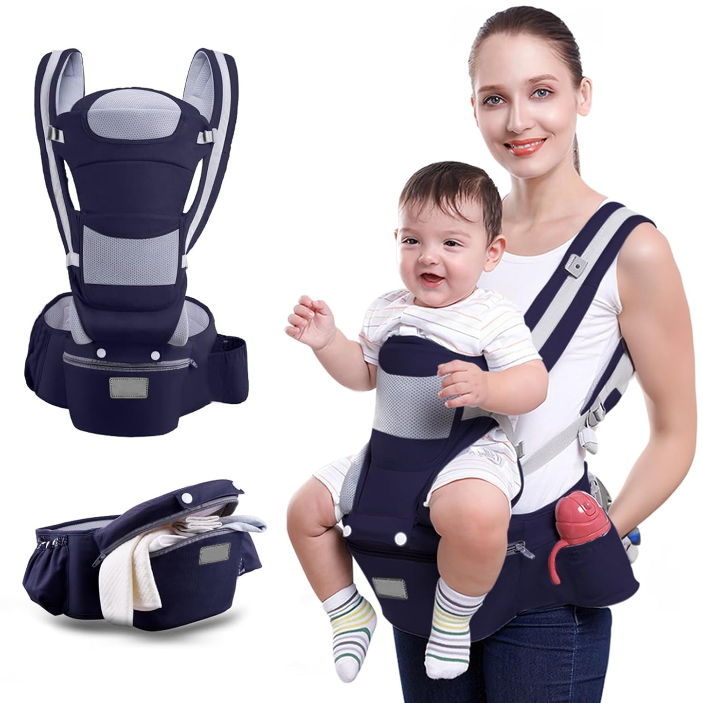 Çantalı Ergonomik Oturaklı Çift Yönlü Kanguru Bebek Taşıyıcı